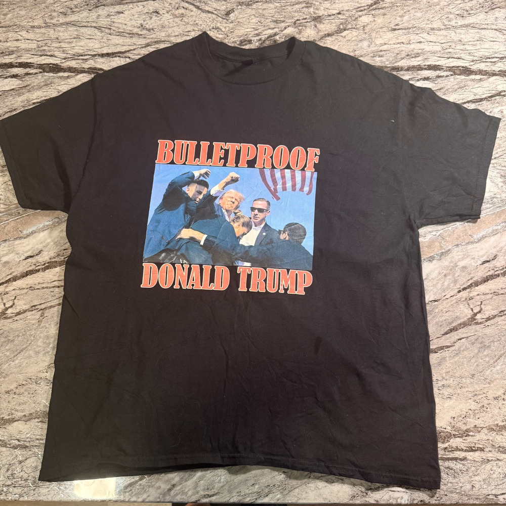 Donald Trump BulletProof Graphic Men's T-Shirt Short Sleeve Tee - BLACK - XL